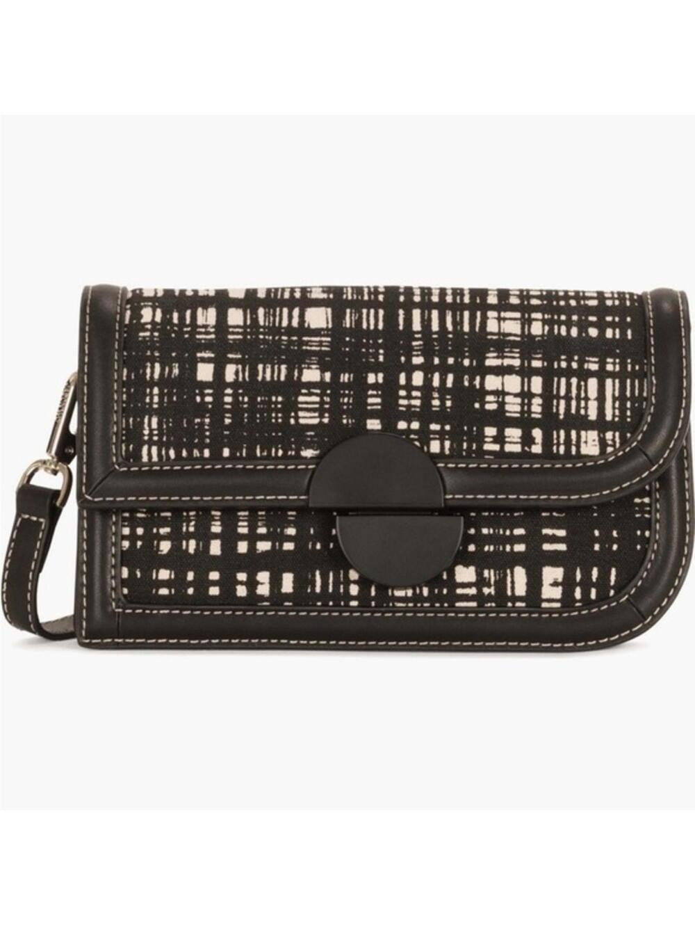 Jason Wu Orbit Crossbody Clutch Sling Bag Black Leather Canvas 70s Plaid